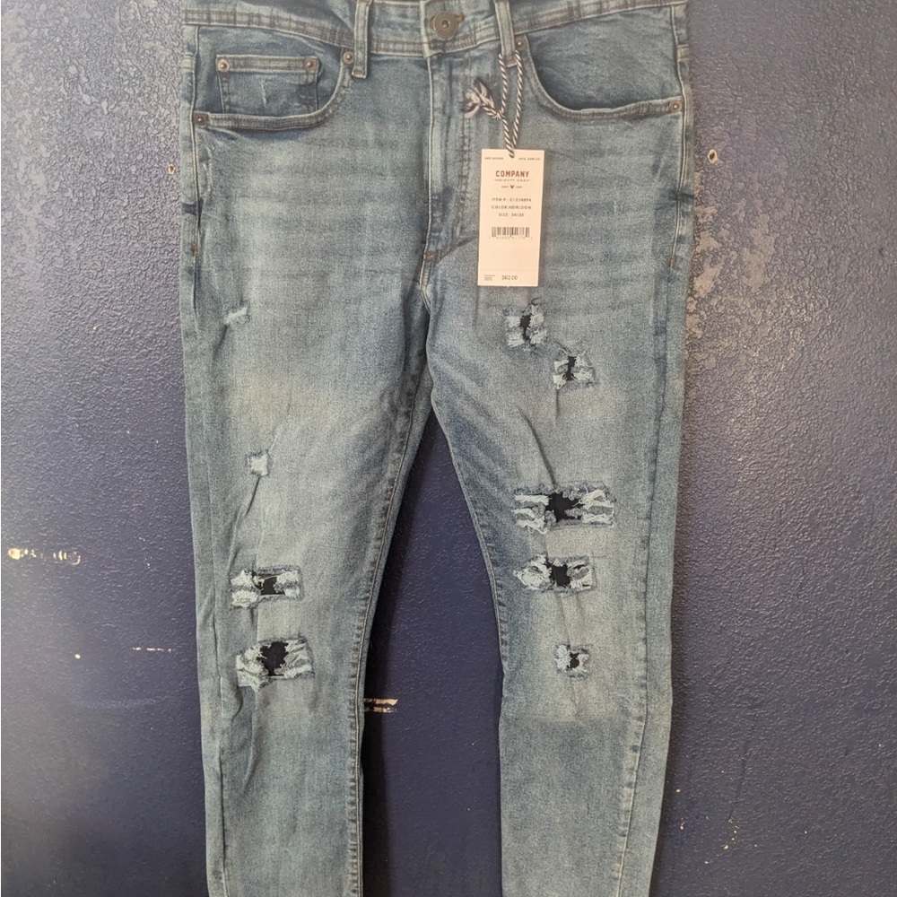 Distressed Blue Jeans
